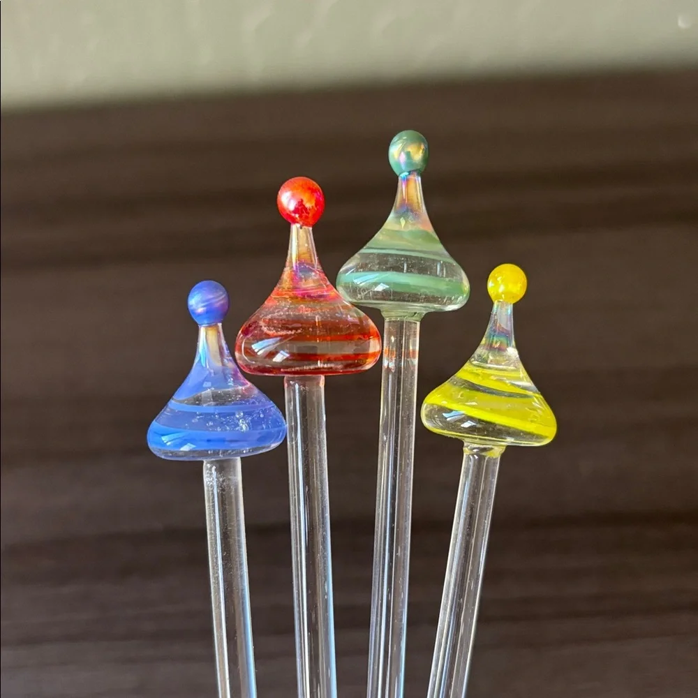Pier 1‎ Blown Glass Multicolored Swizzle Sticks Set of 4